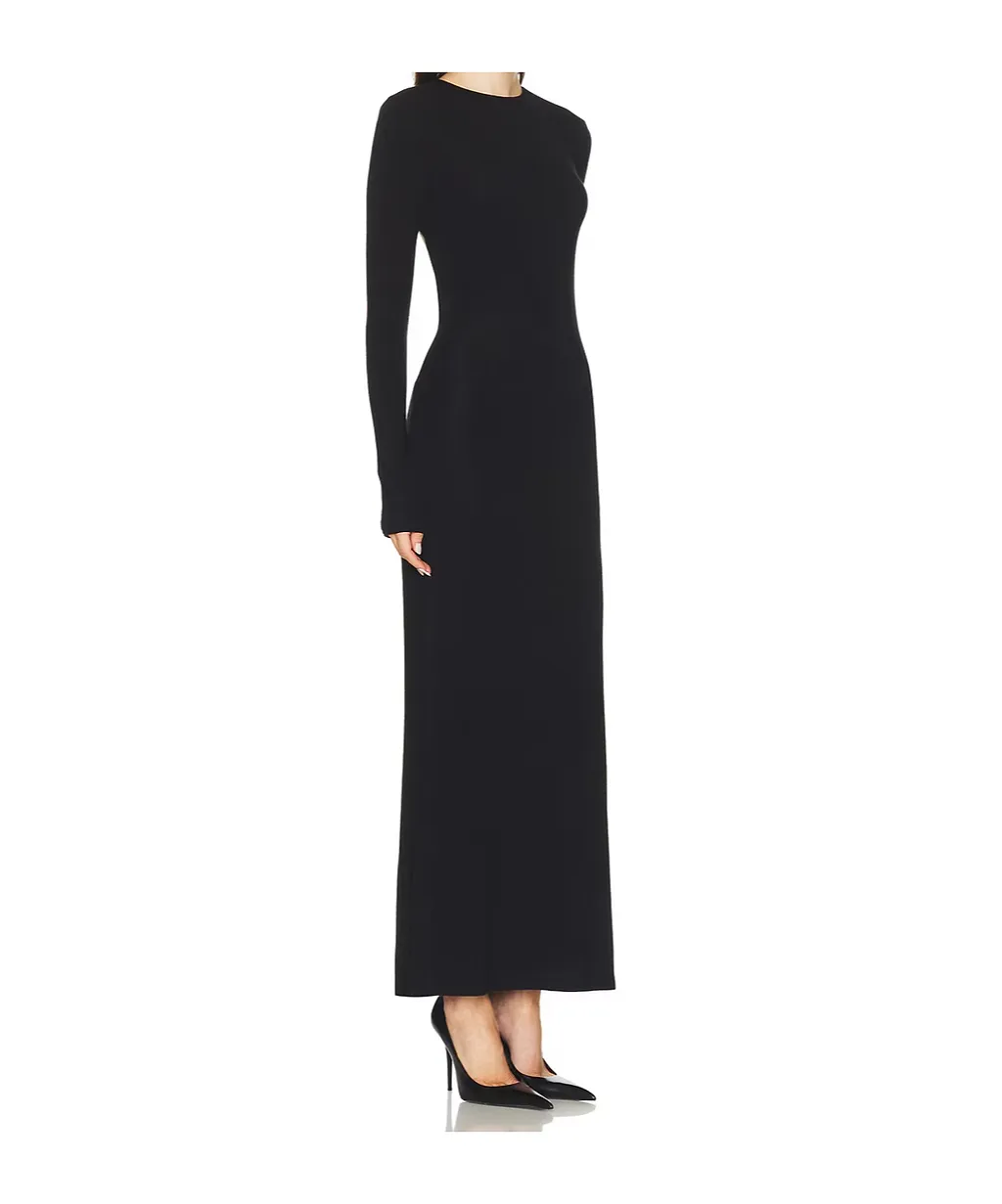Saint Laurent Open Back Long-Sleeved Dress