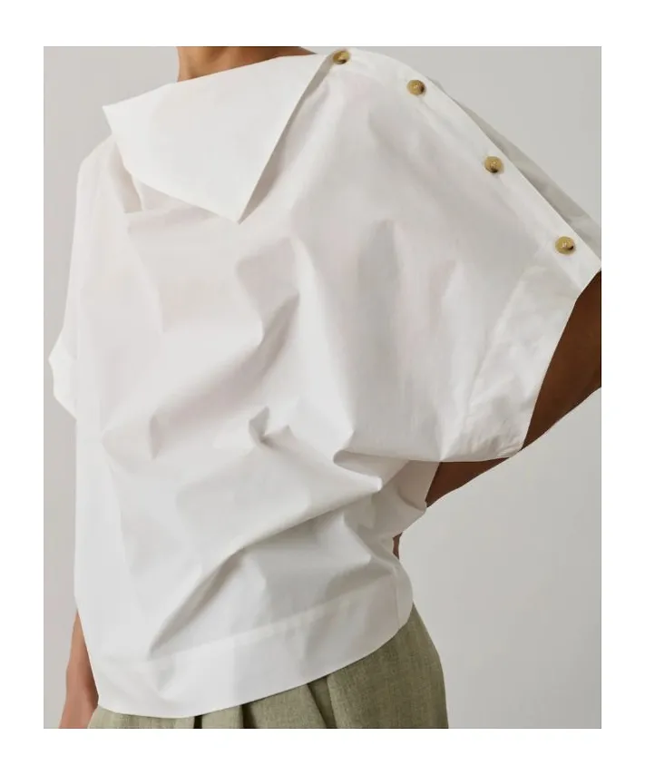 Issa Button Short-Sleeve Blouse