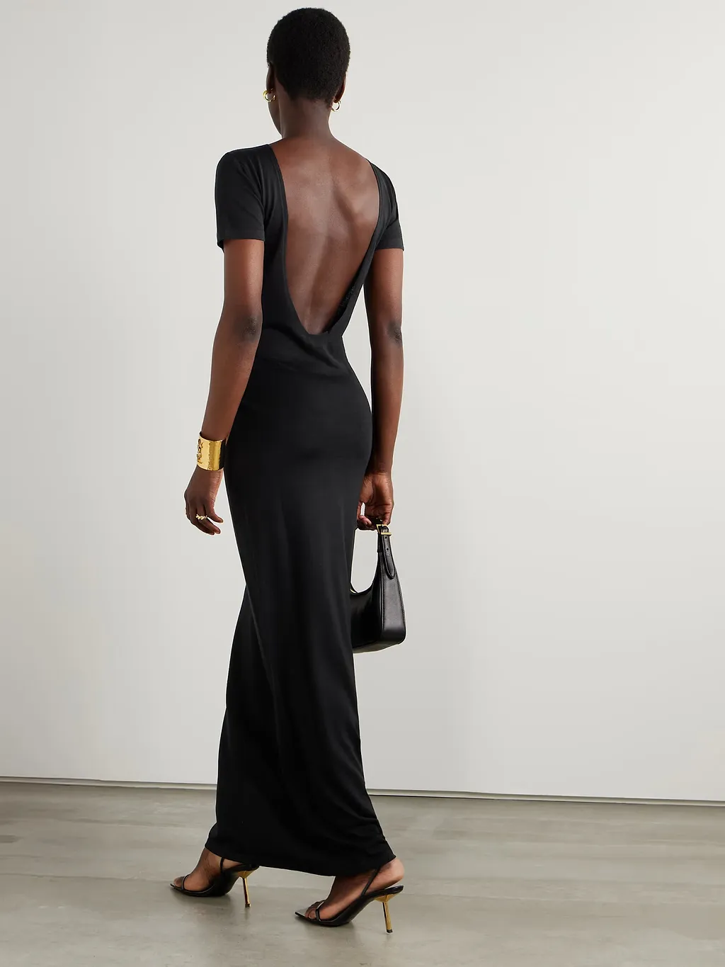 Open-Back Wool Maxi Dress