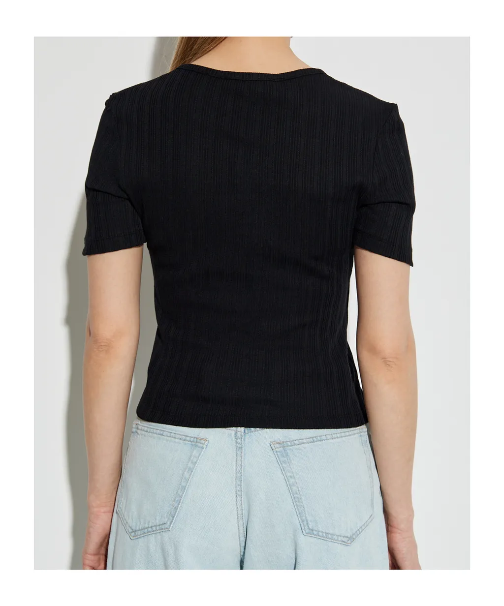 SamsØE SamsØE Buttoned Ribbed Top