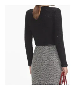 Self-Portrait Textured Cropped Knitted Jacket