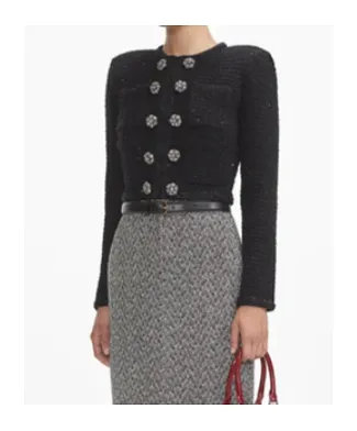Self-Portrait Textured Cropped Knitted Jacket