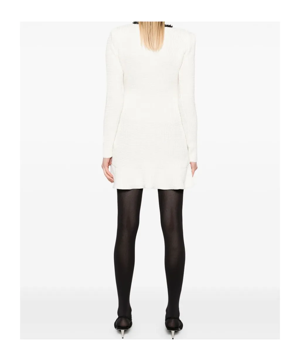 Self-Portrait Bead-Detailed Long-Sleeved Mini Dress