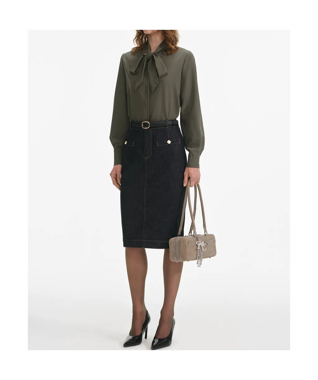 Self-Portrait Twill Pussy Bow Blouse