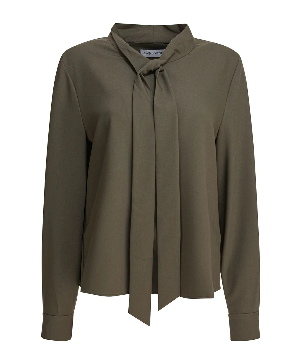 Self-Portrait Twill Pussy Bow Blouse