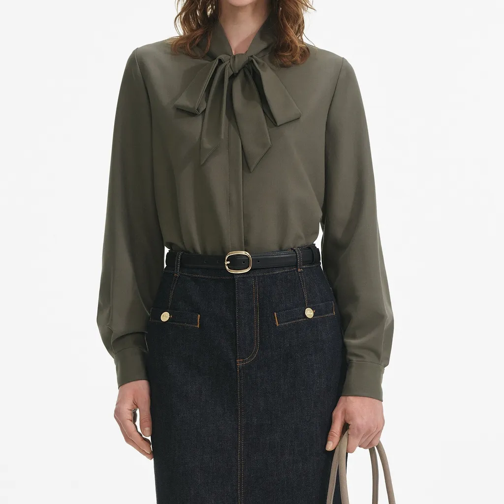 Self-Portrait Twill Pussy Bow Blouse