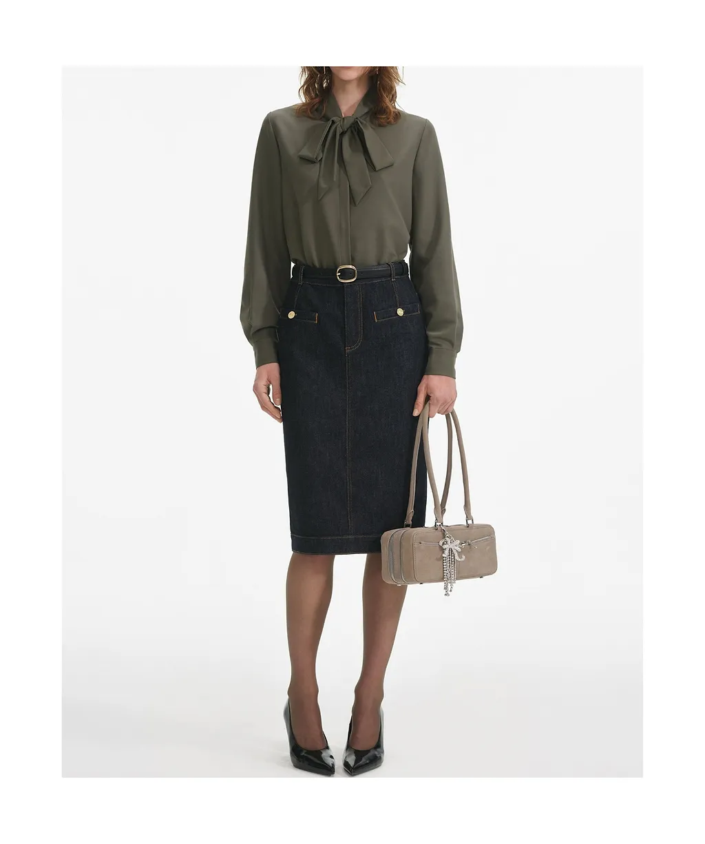 Self-Portrait Twill Pussy Bow Blouse