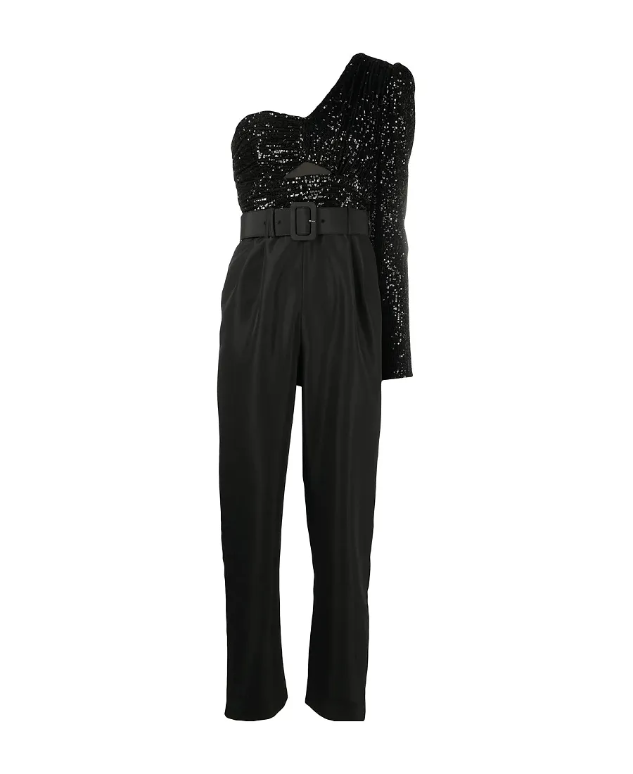 Sequined One-Shoulder Jumpsuit