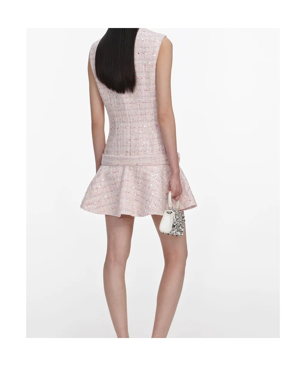 Sequin-Embellished Belted Mini Dress