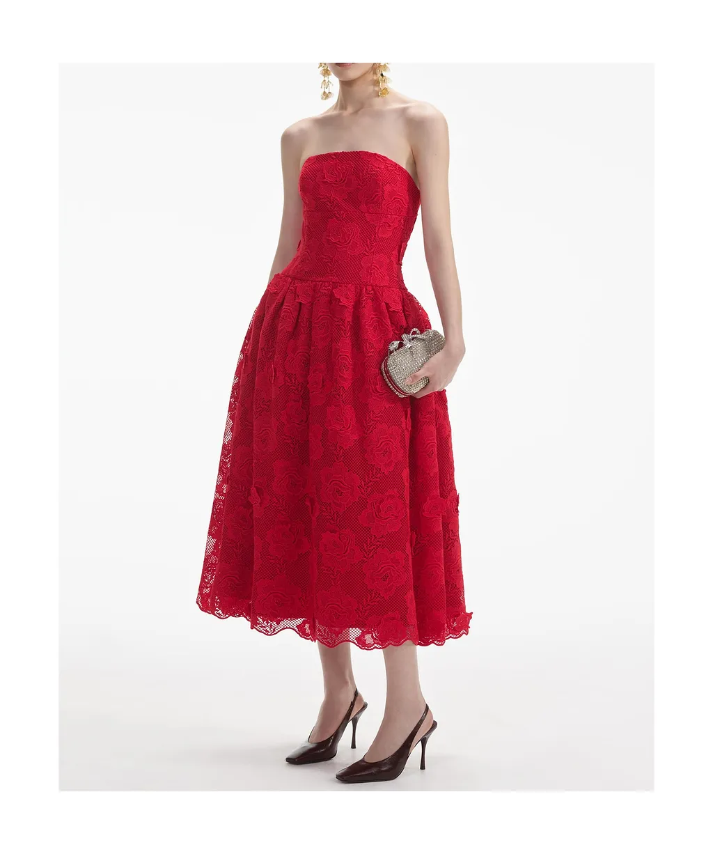 Self-Portrait Lace Strapped Midi Dress
