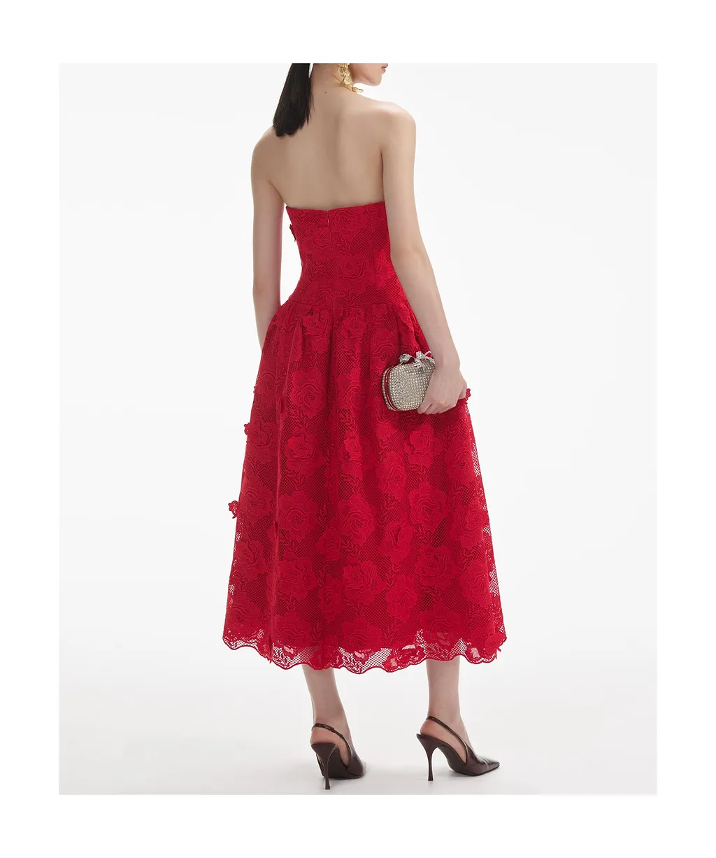 Self-Portrait Lace Strapped Midi Dress