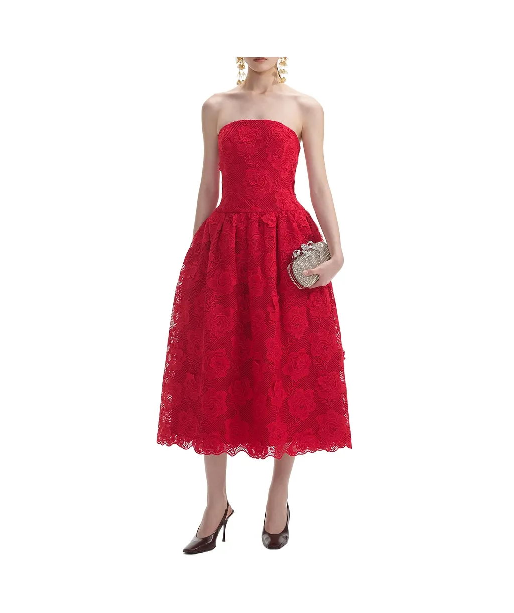 Self-Portrait Lace Strapped Midi Dress