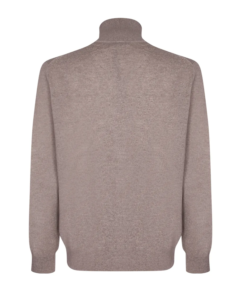 Soft Goat High-Neck Zip-Up Cardigan