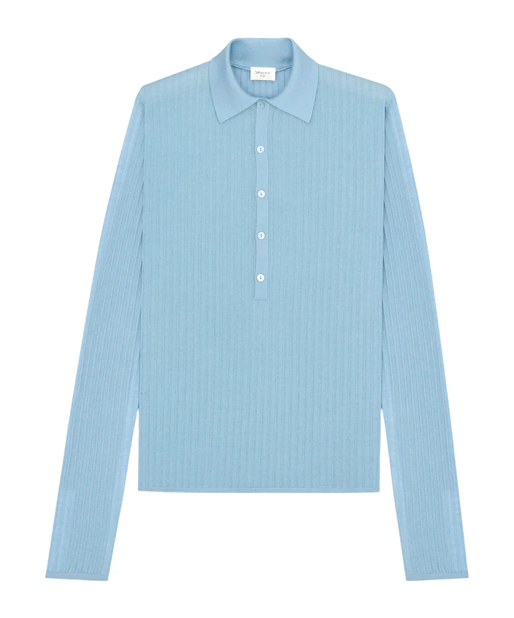 Saint Laurent Button Detailed Long-Sleeved Polo Jumper