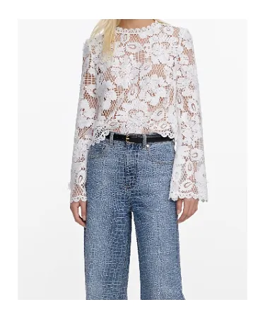 Self-Portrait Floral Crochet Lace Top