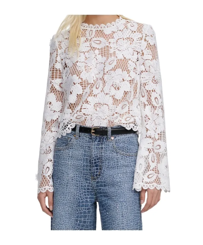 Self-Portrait Floral Crochet Lace Top