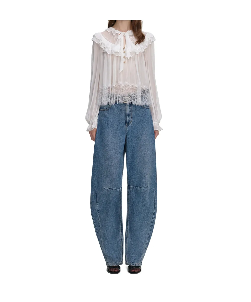 White Georgette Lace Blouse