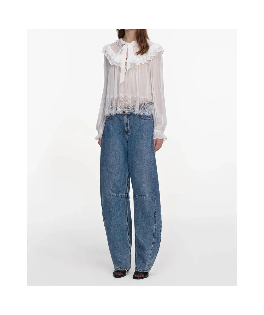White Georgette Lace Blouse