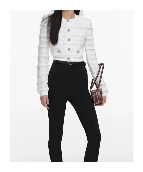 Self-Portrait Pointelle Diamante Cardigan
