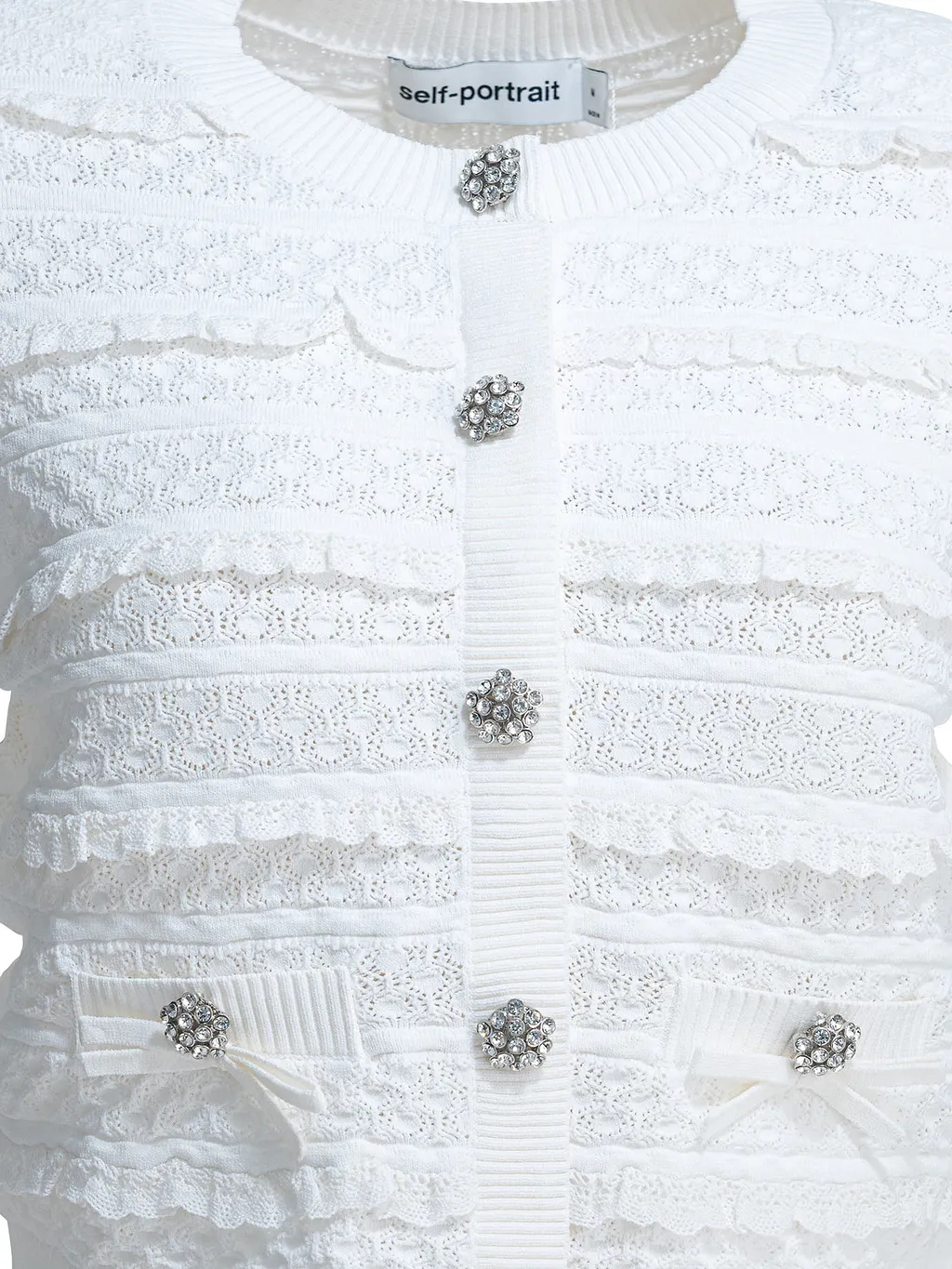 Self-Portrait Pointelle Diamante Cardigan