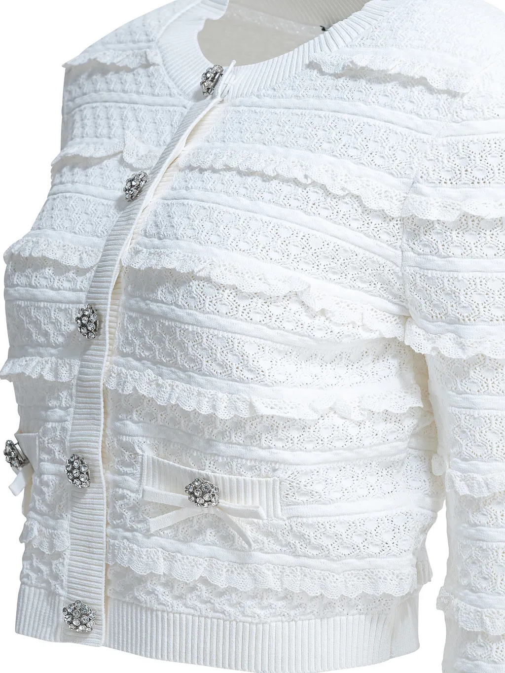 Self-Portrait Pointelle Diamante Cardigan