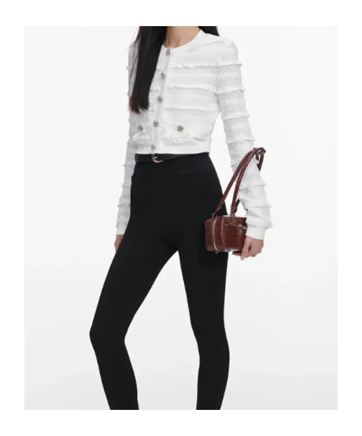 Self-Portrait Pointelle Diamante Cardigan