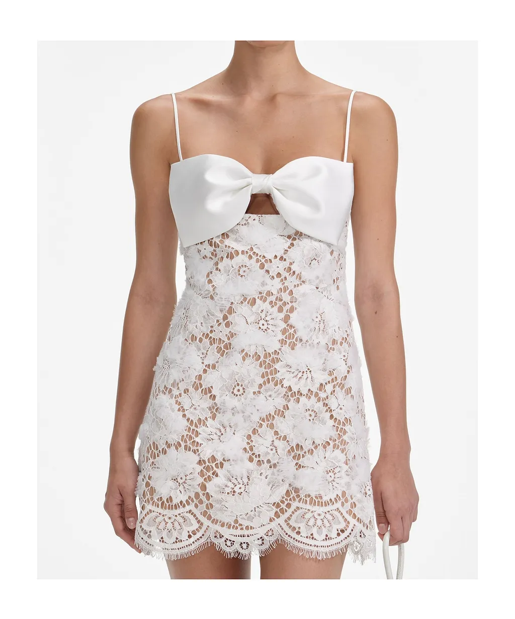 Self-Portrait Lace Bow Mini Dress