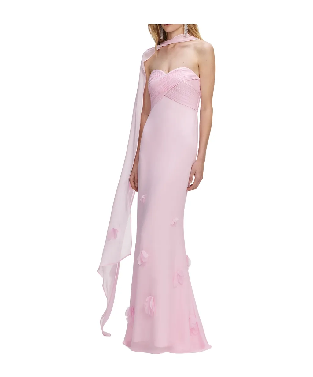 Self-Portrait Draped Scarf Maxi Dress