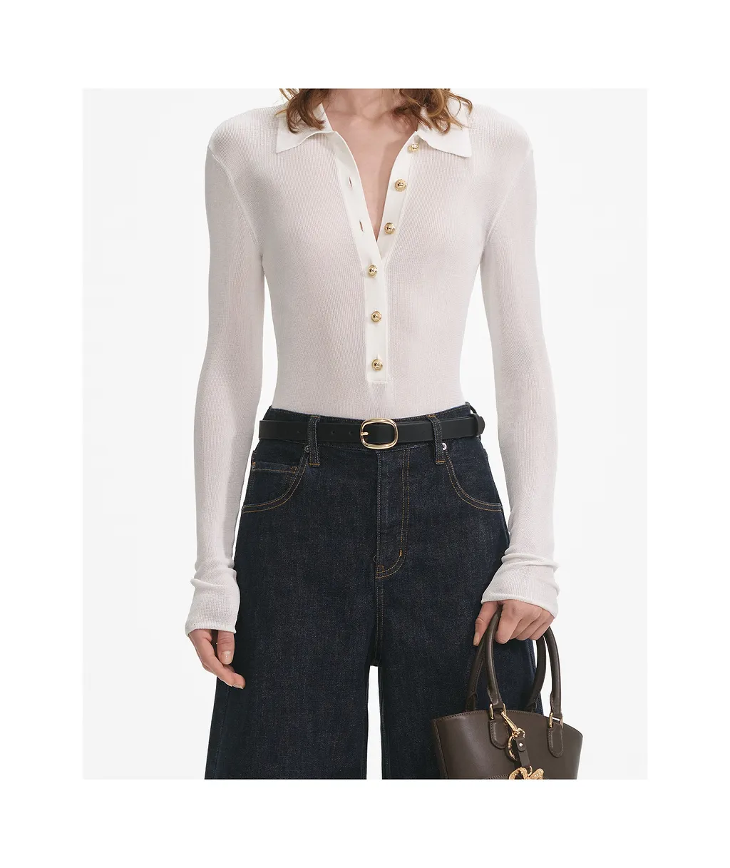 White Viscose Knit Bodysuit