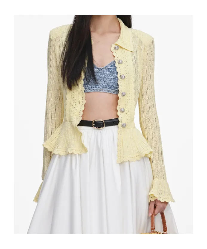 Self-Portrait Pointelle Cardigan