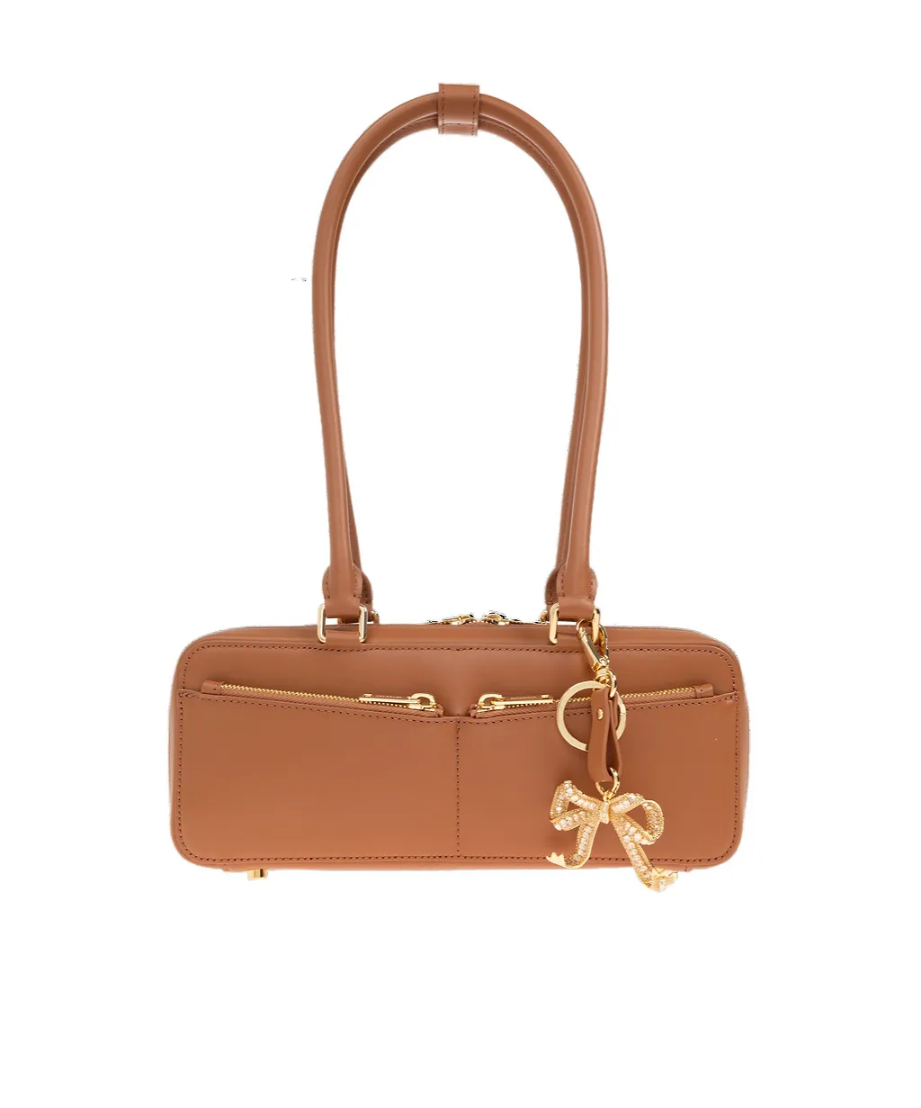 Self-Portrait Bow Charm Embellished Baguette Shoulder Bag
