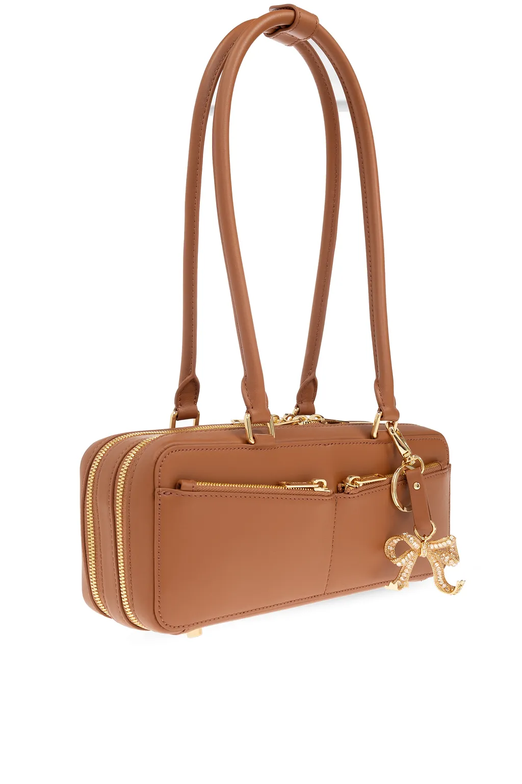 Self-Portrait Bow Charm Embellished Baguette Shoulder Bag