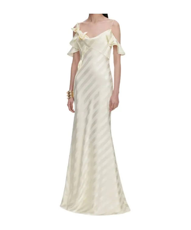 Self-Portrait Striped Ruffled Maxi Dress
