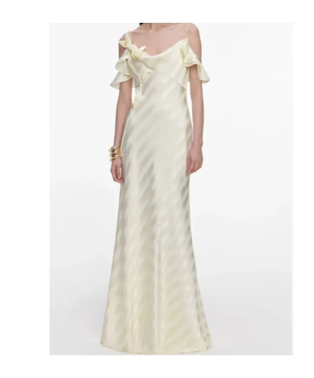 Self-Portrait Striped Ruffled Maxi Dress