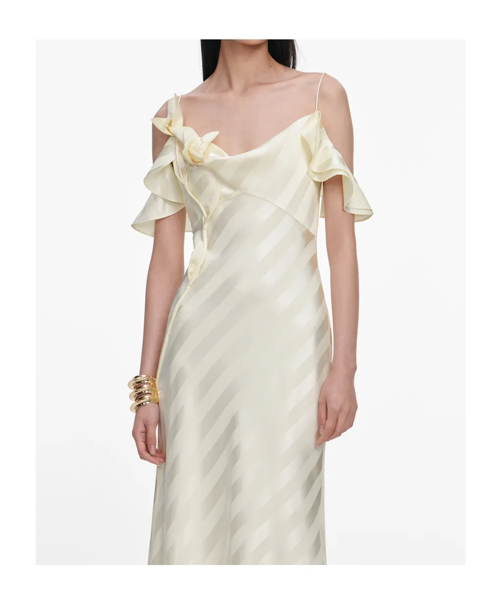 Self-Portrait Striped Ruffled Maxi Dress