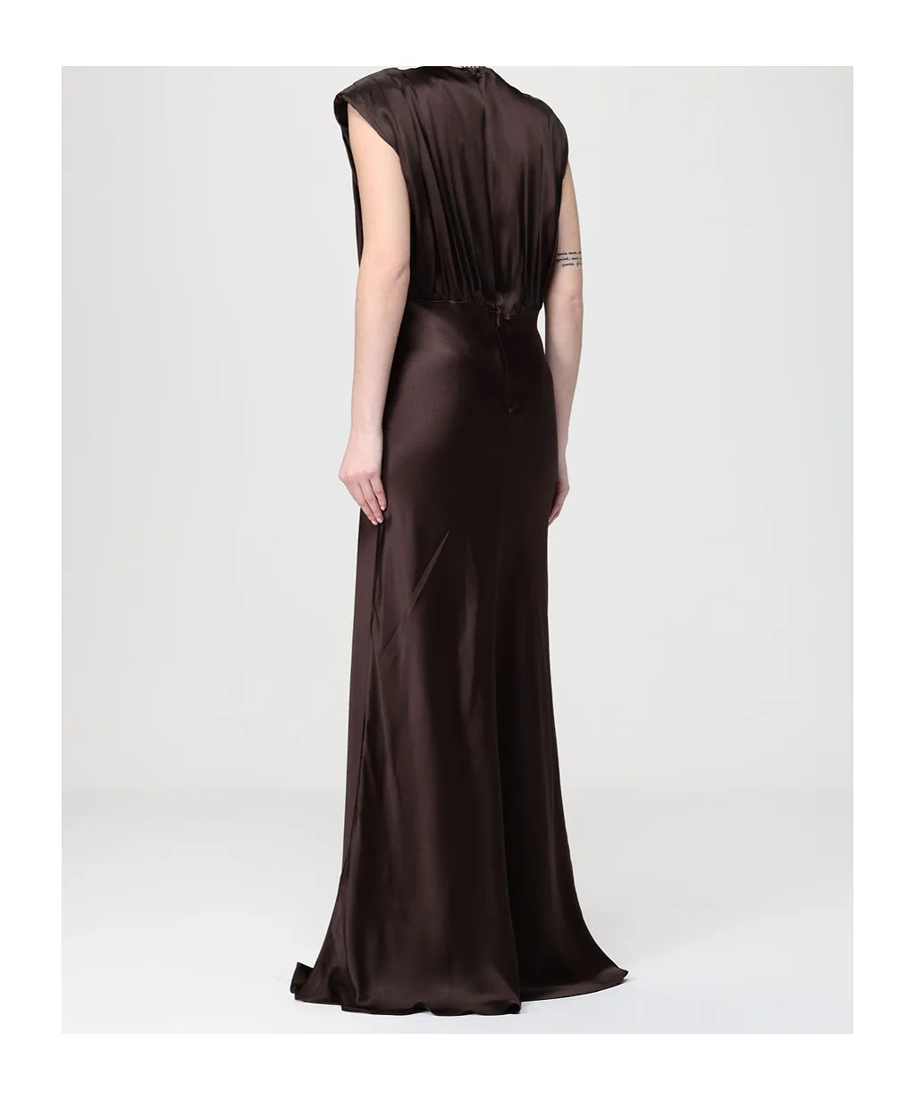 Semicouture Draped Open-Back Maxi Dress