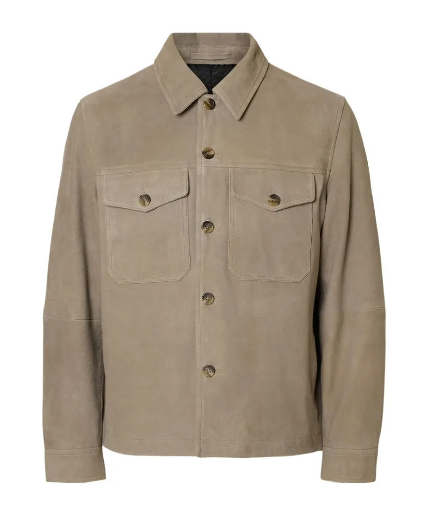Pockets Button Suede Jacket