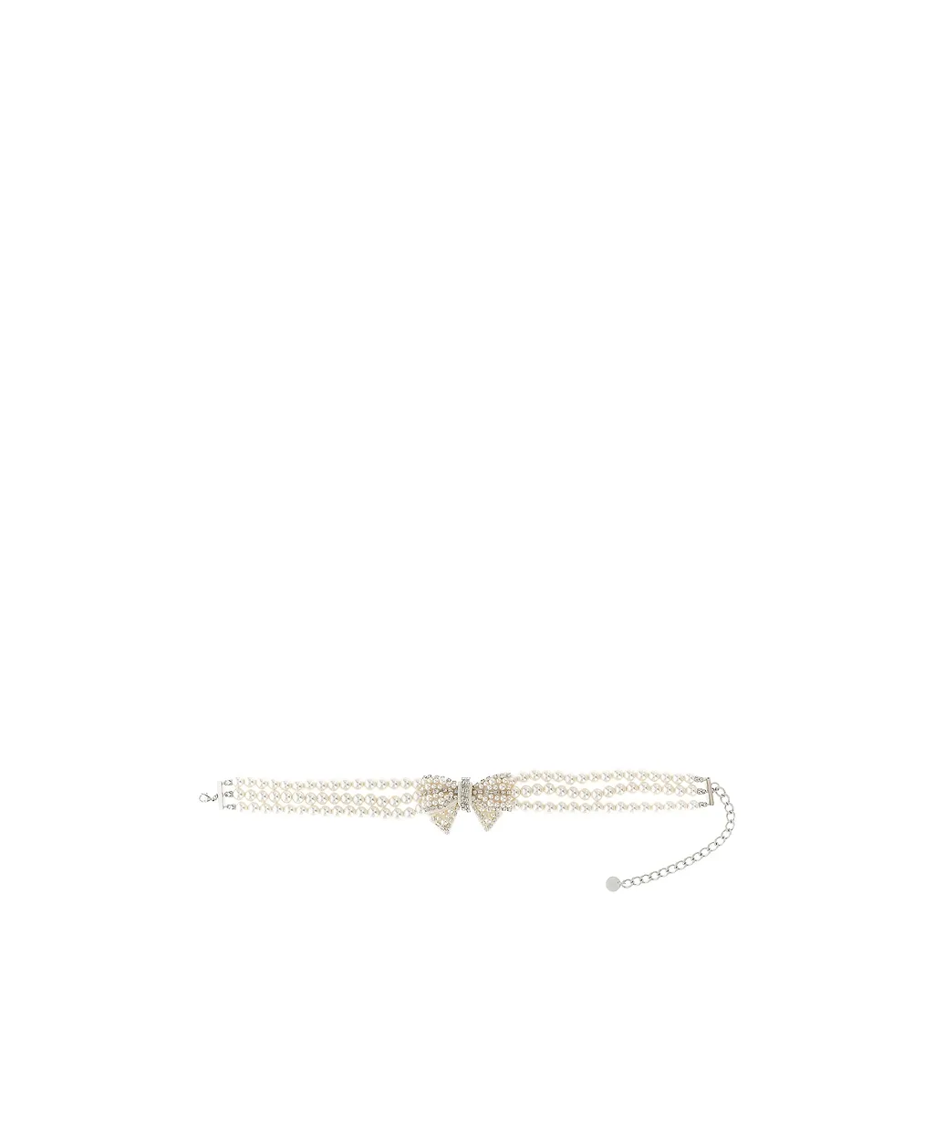Self-Portrait Bow Embellished Necklace