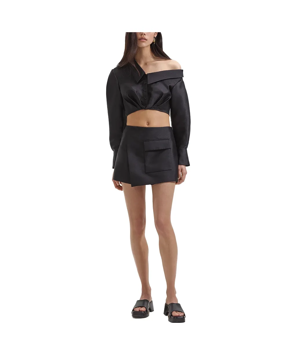 Overlapping-Panel Crepe Mini Shorts