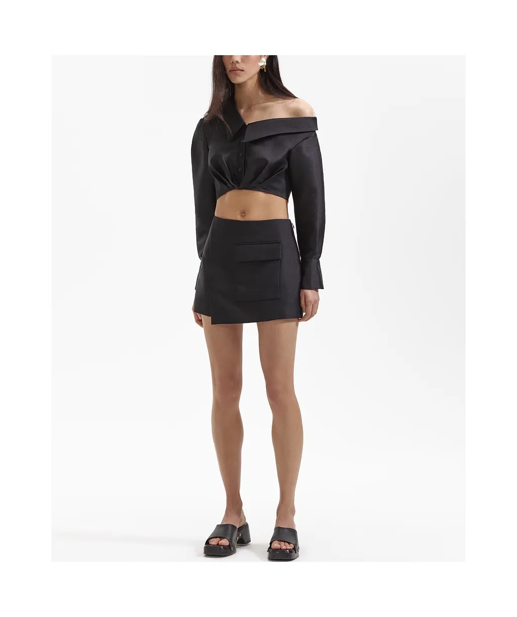 Overlapping-Panel Crepe Mini Shorts