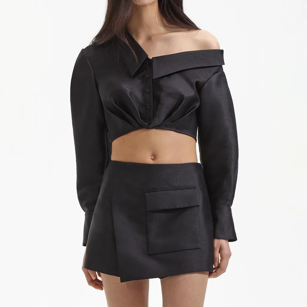 Overlapping-Panel Crepe Mini Shorts