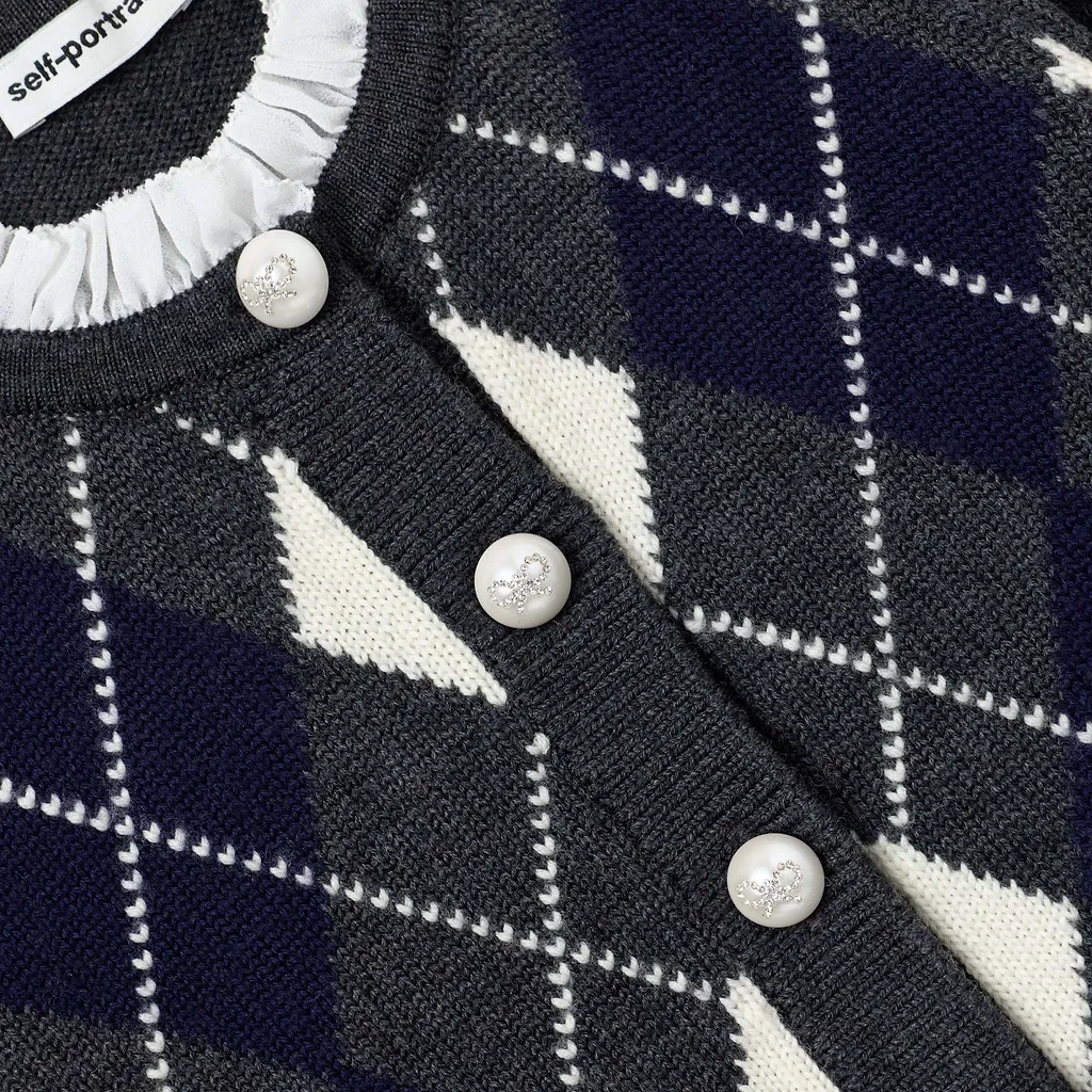 Argyle-Knit Buttoned Dress
