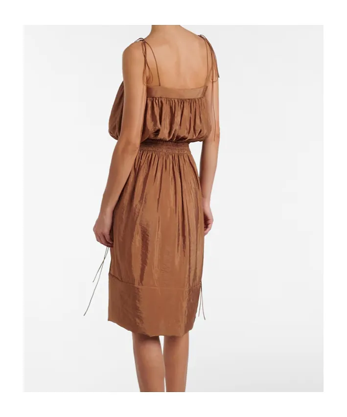 Saint Laurent Drawstring Shirred Sleeveless Dress