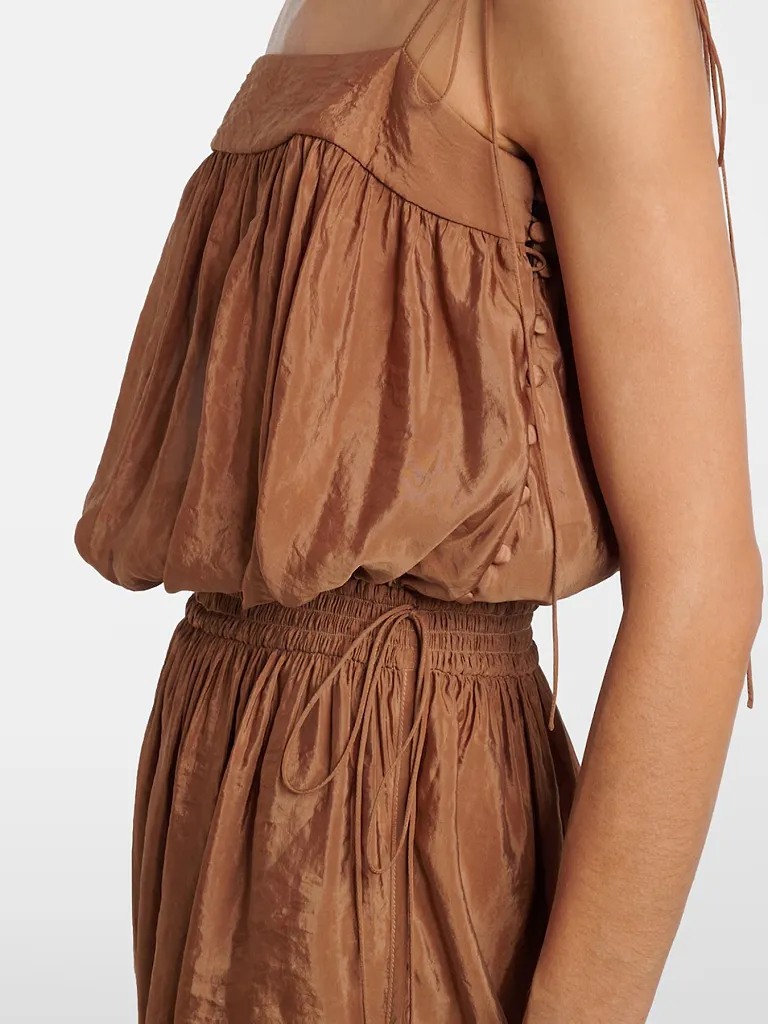 Saint Laurent Drawstring Shirred Sleeveless Dress