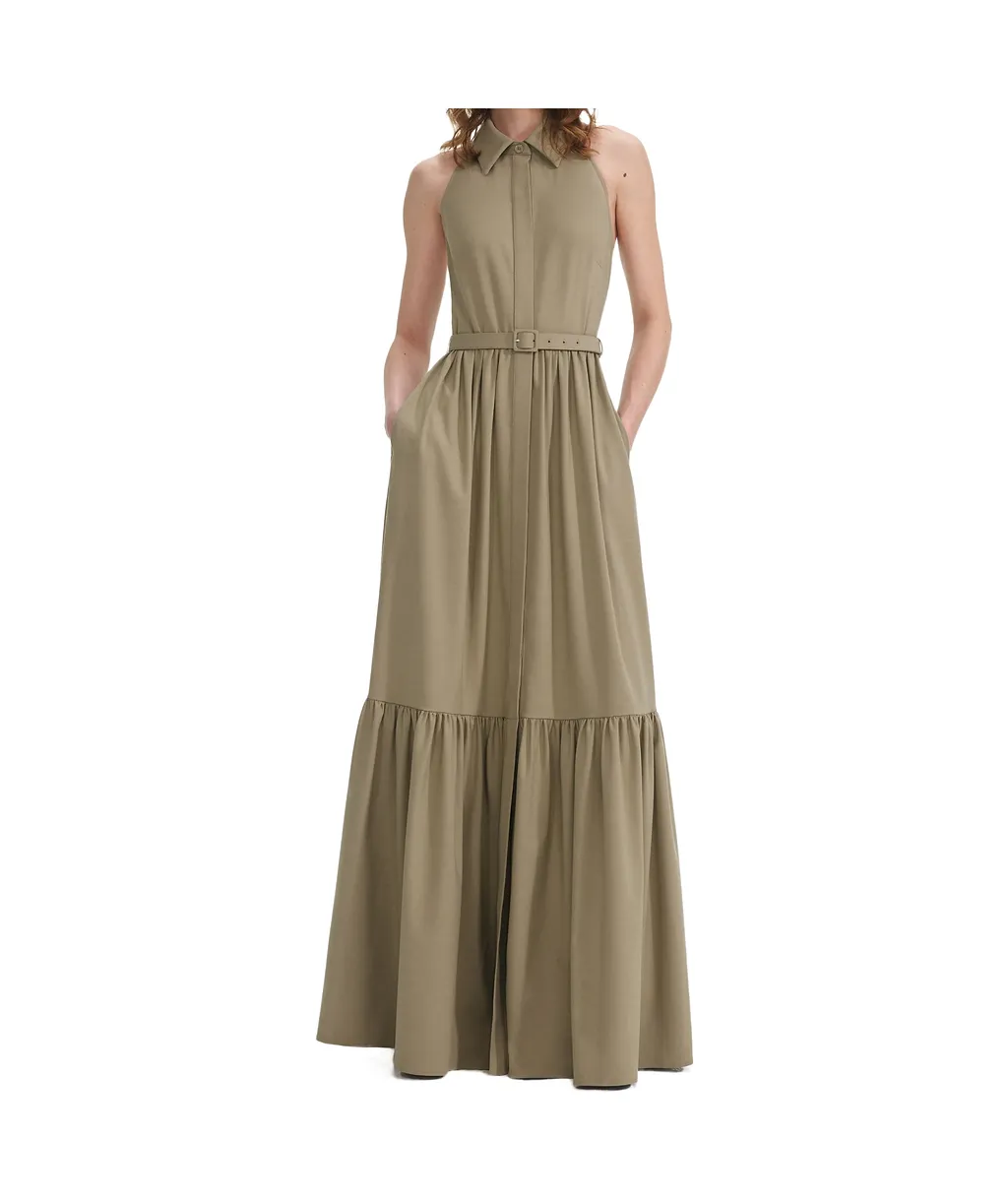 Self-Portrait Sleeveless Twill Maxi Dress
