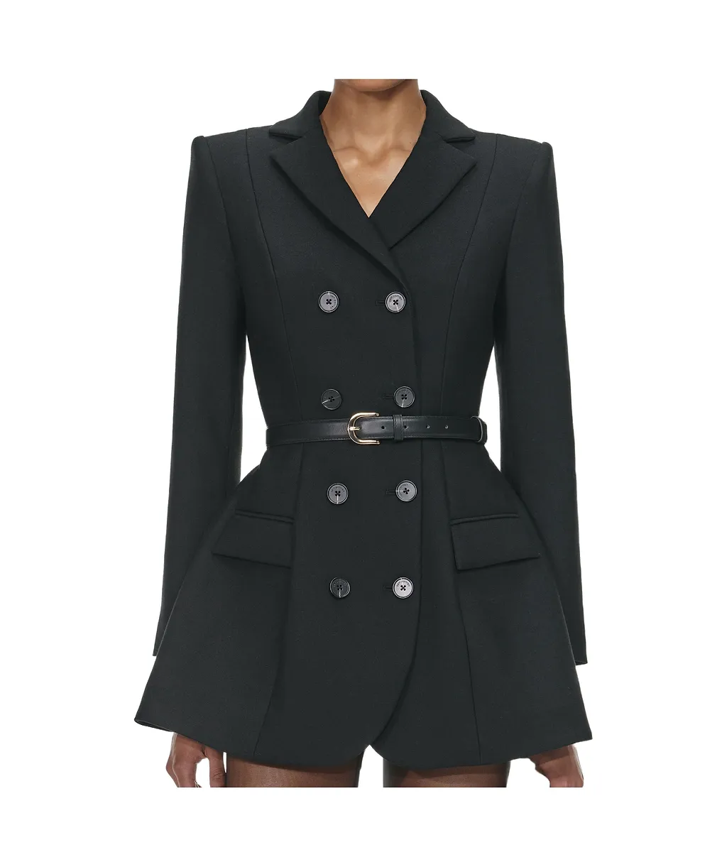 Belted Double-Breasted Dress