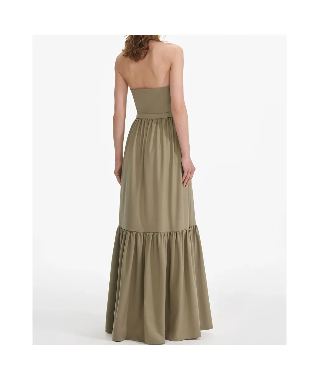 Self-Portrait Sleeveless Twill Maxi Dress
