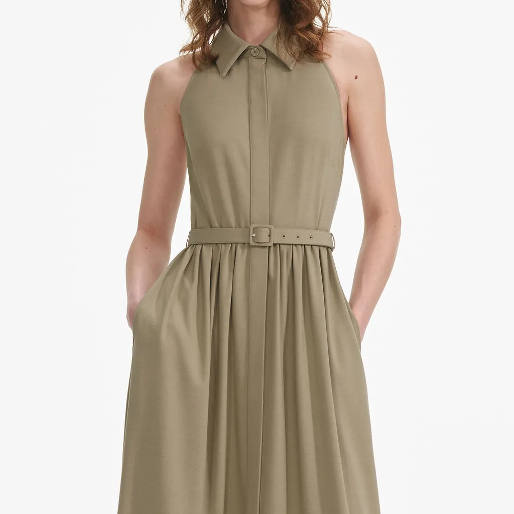 Self-Portrait Sleeveless Twill Maxi Dress