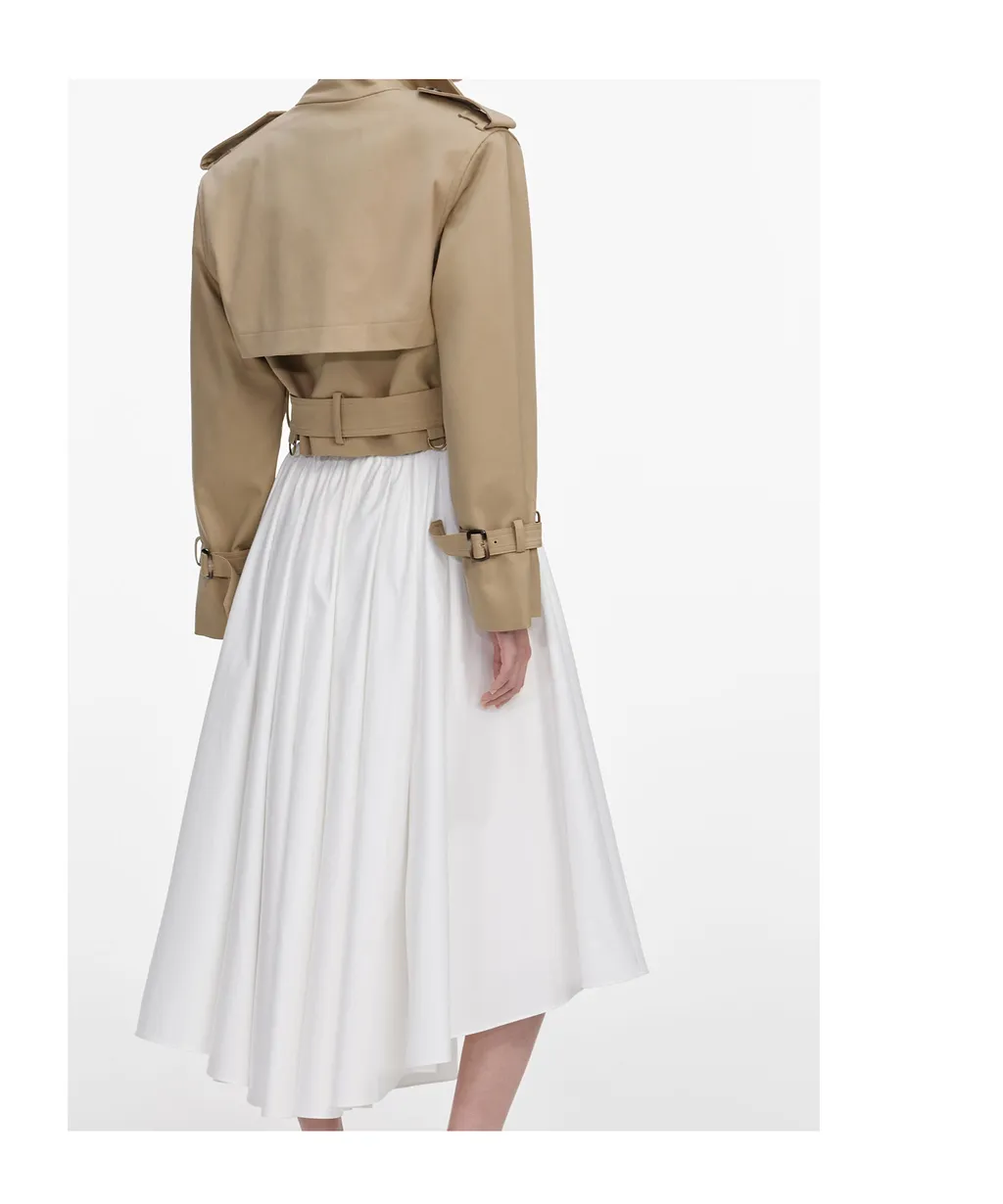 Beige Cropped Trench Jacket