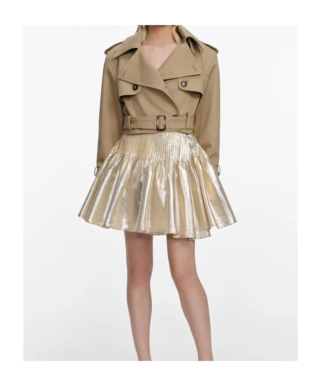 Beige Cropped Trench Jacket